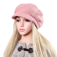 Women Thicken Fur Blend Wool Beret Hat Soft Warm Plush Beanie Ski Hat