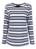 Women Three Quarter Sleeve Stripe Loose Casual Cotton T-shirt