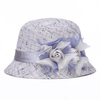 Women Trendy Linen Bucket Hat Gauze Flowers Bowknot Fedoras Breathable Caps