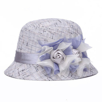 Women Trendy Linen Bucket Hat Gauze Flowers Bowknot Fedoras Breathable Caps