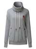 Women Turtleneck Drawstring Long Sleeve Pockets Sweatshirt