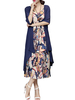 Women Two Pieces Floral Printed Long Maxi Vintage Dress