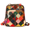 Women Vintage Contrast Color Backpack Ladies Genuine Leather Retro Bag