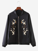 Women Vintage Floral Embroidery Stand Collar Jacket