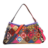 Women Vintage Floral Genuine Leather Handbag Retro Casual Shopping Crossbody Bag