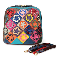 Women Vintage Floral Genuine Leather Retro Casual Elegant Crossbody Bag