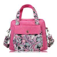 Women Vintage Floral Print Canvas Handbags Retro Crossbody Bag