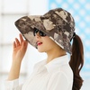 Women Vintage Foldable Outdoor Gardening Anti-UV Beach Sunscreen Sun Hat Flower Print Cap