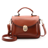 Women Vintage Glossy PU Leather Mini Crossbody Bag Lock Retro Messenger Bag
