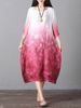Women Vintage Gradient Embroidery Half Sleeve Loose Dresses
