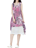 Women Vintage Irregular Fake Two-Piece Floral Printed Vest Dress