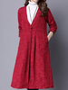 Women Vintage Jacquard Long Sleeve V-Neck Cardigan Coat