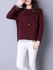Women Vintage Long Sleeve Pure Color Fleece Thicken T-shirts