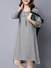 Women Vintage loose Women Irregular Long Sleeve O Neck Dress