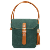 Women Vintage Matte PU Leather Crossbody Bag Tassel Retro Shoulder Bag