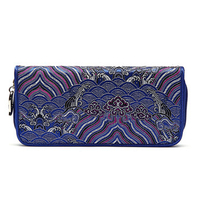 Women Vintage National Casual Long Zipper Wallet Elegant Cash Coins Cards Purse
