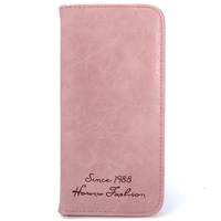 Women Vintage Nubuck Leather Clutches Long Wallet