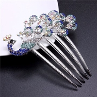 Women Vintage Peacock Rhinestone Hair Clip Hair Comb Beauty Tool