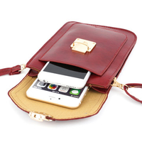 Women Vintage PU Leather 6inch Shoulder Phone Bag For iPhone Samsung Xiaomi Huawei