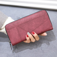 Women Vintage PU Leather Long Wallet Zipper Card Holder Phone Bag Purse