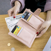Women Vintage Pure Color Pu Leather Short Wallet Card Holders Purse