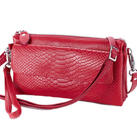 Women Vintage Snakeskin Grain Genuine Leather Clutch Bag Phone Bag Wallet Purse