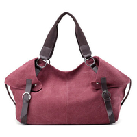 Women Vintage Solid Handbag Tote Bag Canvas Bucket Bag Crossbody Bag