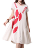 Women Vintage Stitching Applique Short-Sleeve Loose Dress