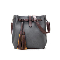Women Vintage Tassel Bucket Shoulder Bag Crossbody Bag