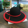 Women Vintage Wool Felt Flat Wide Brim Top Cap Bow Band Jazz Hat