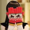 Women Warm Knit Printed Knitted Five Finger Gloves
