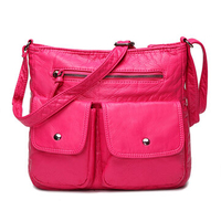 Women Wash PU Crossbody Bag Durable Soft PU Retro Shoulder Bag