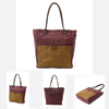 Women Waterproof Waxing Canvas With Leather Tote Bag Patchwork Handbag