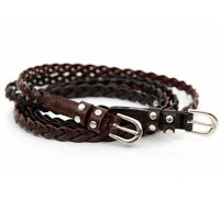 Women Weave Thin Belt Strap Handmade Needle Pin Buckle Waistband