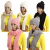 Women Winter Knit Scarf And Hat Set Beanie Ski Crochet Cap