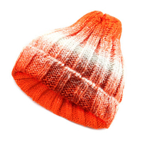 Women Winter Warm Gradient Color Braided Crochet Knitting Hat Ski Beanie Cap