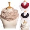 Women Winter Warm Infinity Circle Cable Knit Cowl Neck Faux Fur Scarf Shawl