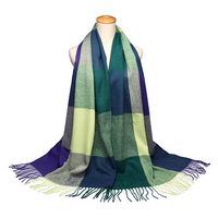 Women Wool Blend Tassels Plaid Checks Lattices Winter Scarf Shawl Wrap