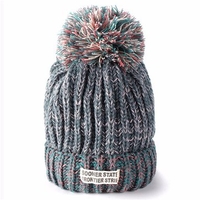 Women Woolen Knitting Ball Beanie Hat Knitted Warm Hat Ski Wool Cap