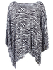 Women Zebra Stripes Print One Shoulder Irregular Hem Cloak Dress