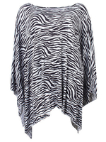 Women Zebra Stripes Print One Shoulder Irregular Hem Cloak Dress
