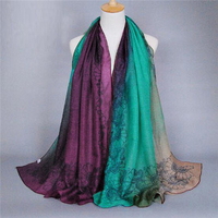 Womens Gradient Color Print Casual Long Scarf Ladies Shawls Soft Scarves