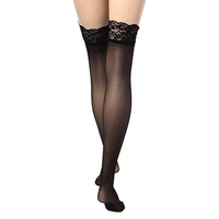 Womens Lace Top Silicone Band Stay Up Thigh High Stockings Pantyhose
