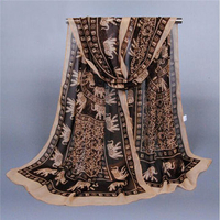 Womens Ladies Casual Long Elephant Print Chiffon Scarf Sexy Shawls Soft Scarves