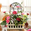 Wooden Fence Artificial Flowers Potted Roses Series Rattan Vase Vintage Romantic Home Decoration