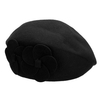 Wool Beanie Cap Double Flowers Fedoras Felt Beret Ski Tam Hat