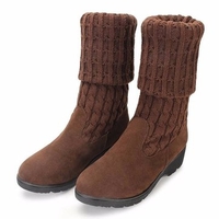 Wool Knitting Two Way Wearing Slip On Flat Over Knee High Boots