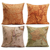 World Map Printed Cotton Linen Pillow Case Sofa Bed Cushion Cover