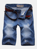 Worn Denim Shorts Straight Thin Slim Mens Cotton Shorts Knee-length Jeans Bermudas