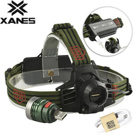 XANES Rechargeable USB Headlamp Headlight 3 Switch Modes Camping Portable Flashlight